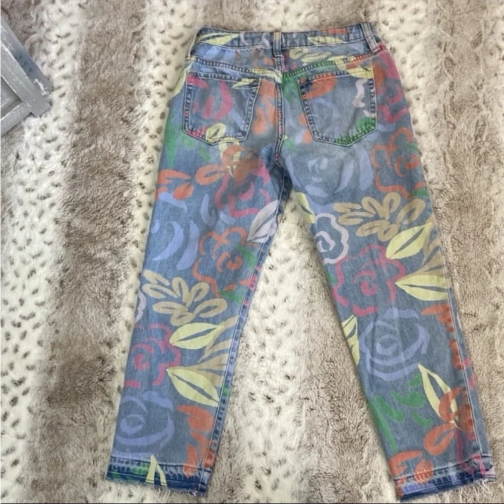 GAP Kids girlfriend jeans girls size 14 cutoff Hawaiian neon floral girlhoodcore